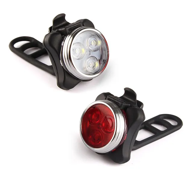 Far fata si Stop spate 3 LED, reincarcabile USB, 4 moduri luminare Discount