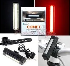 Lampa duala comet, lumina alba si rosie, reincarcabila USB, culoare neagra Lichidare de stoc