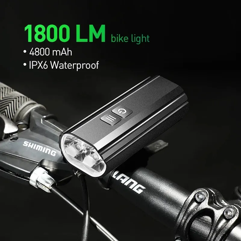 Far profesional Carsons 1800 Lumen bicicleta / trotineta, reincarcabil USB, 5 moduri luminare, aliaj aluminiu, negru Ieftin