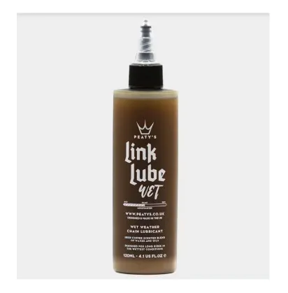 Lichidare de stoc Peaty's Link Lube Wet 120ml, solutie ungere si intretinere lant bicicleta, 1 aplicare la 300 km, biodegradabil