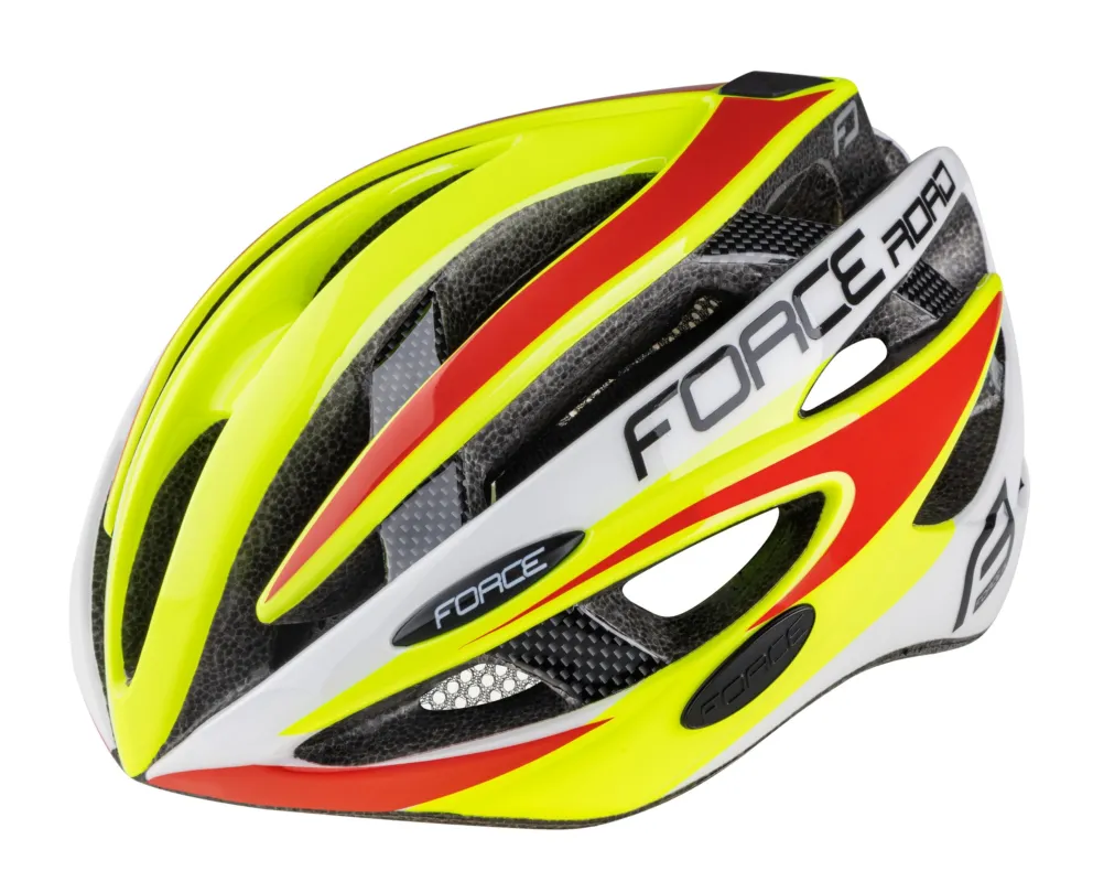 Casca Force Road, fluo/alb/rosu S-M (54-58 cm) Reducere